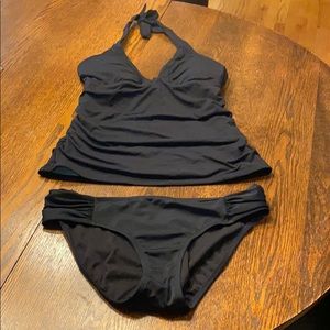 ATHLETA tankini bathing swimsuit size small black